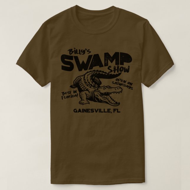 Camiseta Billys Swamp Show Gator Toque Melhor na Flórida (Frente do Design)