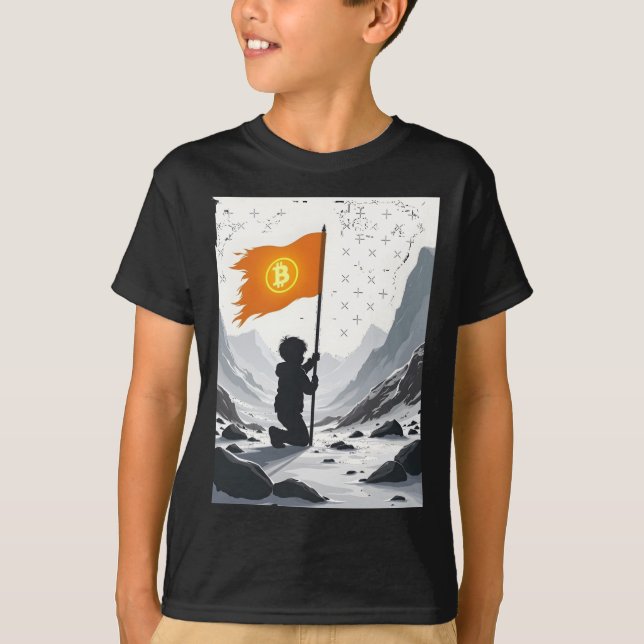 Camiseta Bímoedas Escuras Escuras De Vinheta Criptográfica (Frente)