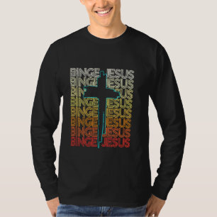 Camiseta Binge Jesus Vintage Retro Texto Cruzado