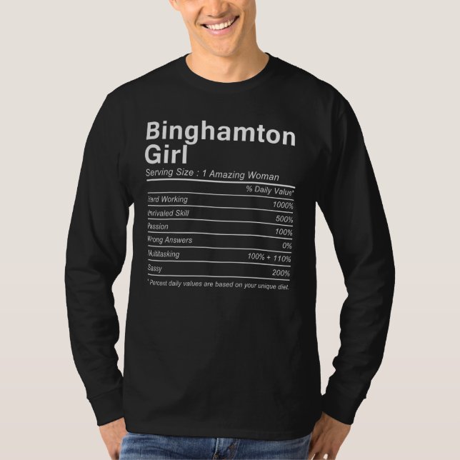 Camiseta BINGHAMTON GIRL NY NEW YORK Nutrition Facts  City  (Frente)