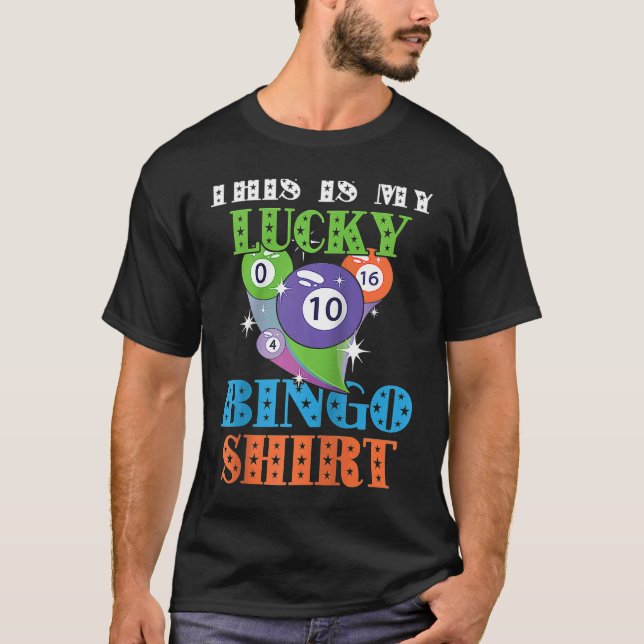 Camiseta Bingo Balls Game Cards This Is My Lucky Bingo Ragl (Frente)