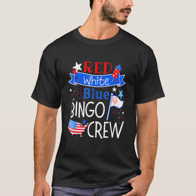 Camiseta Bingo Crew Red White Blue American Patriotic Fourt (Frente)