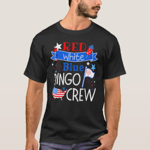 Camiseta Bingo Crew Red White Blue American Patriotic Fourt