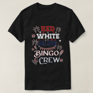 Camiseta Bingo Crew Vermelho Branco Azul Quatro de julho Pr