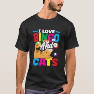 Camiseta Bingo Eu Amo Bingo E Gatos Jogador Diversão