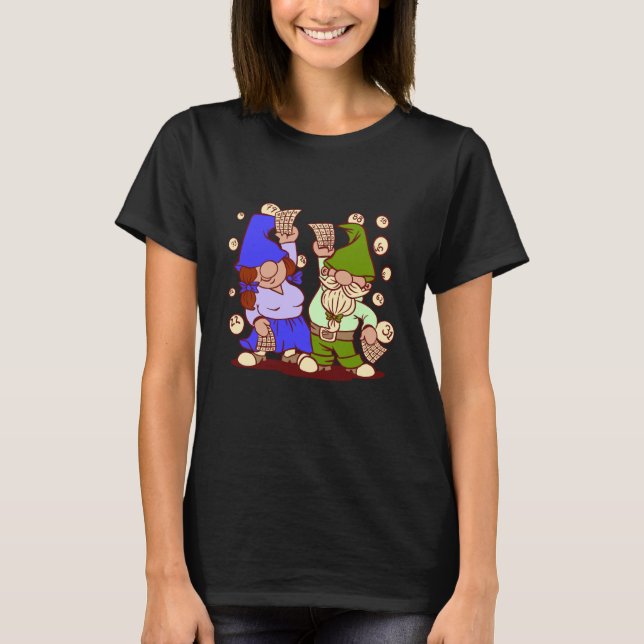 Camiseta bingo gnomes playing (Frente)