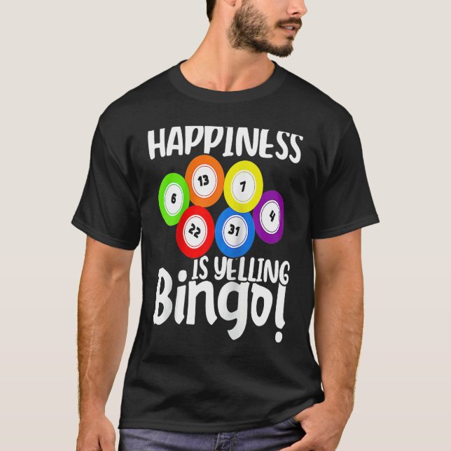 Camiseta Bingo Happiness Is Yelling Bingo Raglan Baseball (Frente)