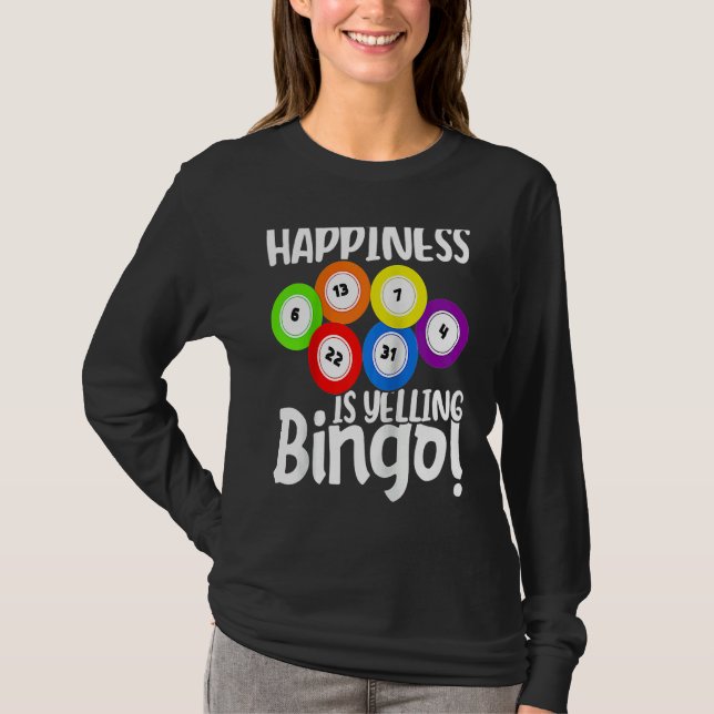 Camiseta Bingo Happiness Is Yelling Bingo Raglan Baseball (Frente)
