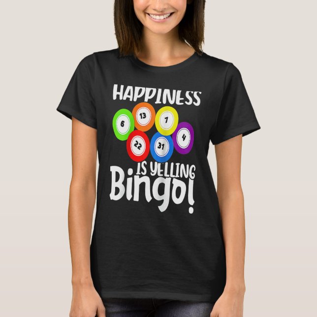 Camiseta Bingo Happiness Is Yelling Bingo Raglan Baseball (Frente)