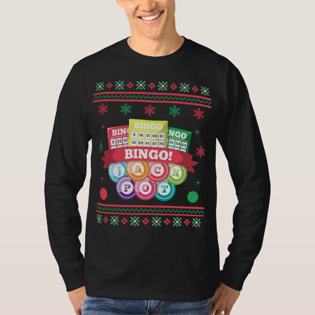 Camiseta Bingo Jackpot Ugly Christmas Sweater (Frente)