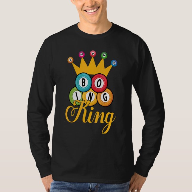 Camiseta Bingo King Men Rapazes Jogadores De Loteria De Jog (Frente)