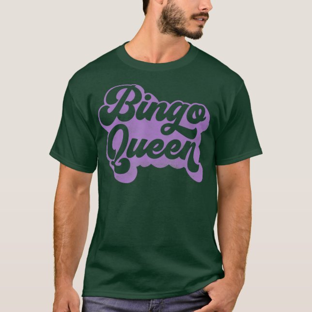 Camiseta Bingo Queen para Chamadores ou Jogadores em Roxo (Frente)
