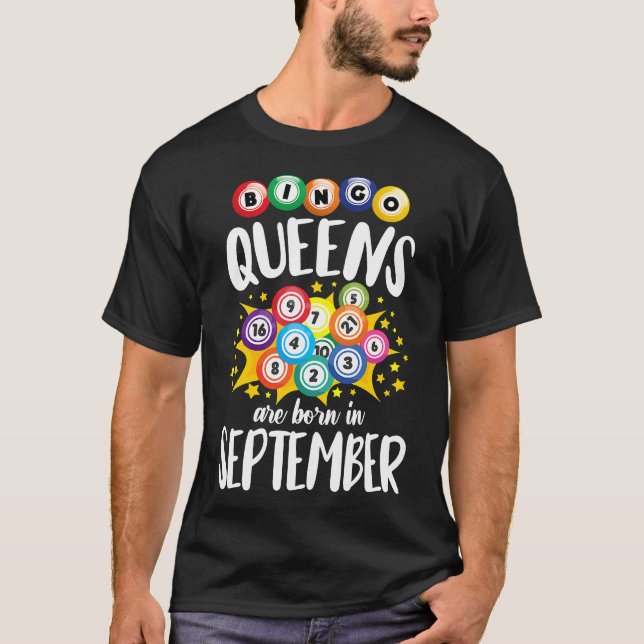 Camiseta Bingo Queens São Nasceres No Aniversário Das Mulhe (Frente)