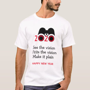 Camiseta Binoculares de visão do feliz ano novo 2020 perso