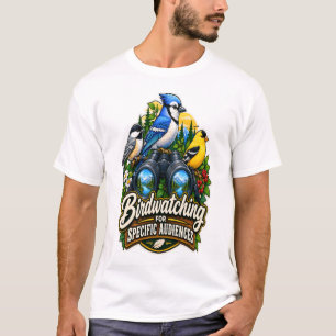 Camiseta Binóculos Antigos de Observação de Pássaros e Aves