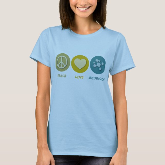 Camiseta Biofísica do amor da paz (Frente)