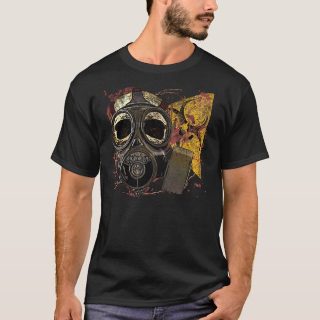 Camiseta Biohazard do crânio de Gasmask (Frente)