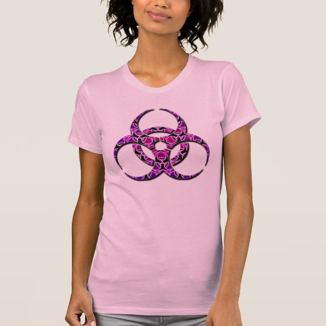 Camiseta Biohazard feminino cor-de-rosa roxo (Frente)
