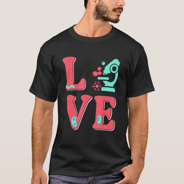 Camiseta Biologia Amor Biólogo Microbiologia Microscópio (Frente)
