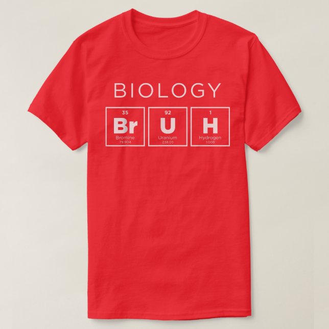 Camiseta Biologia Bruh Engraçada Mesa Periódica de Elemento (Frente do Design)
