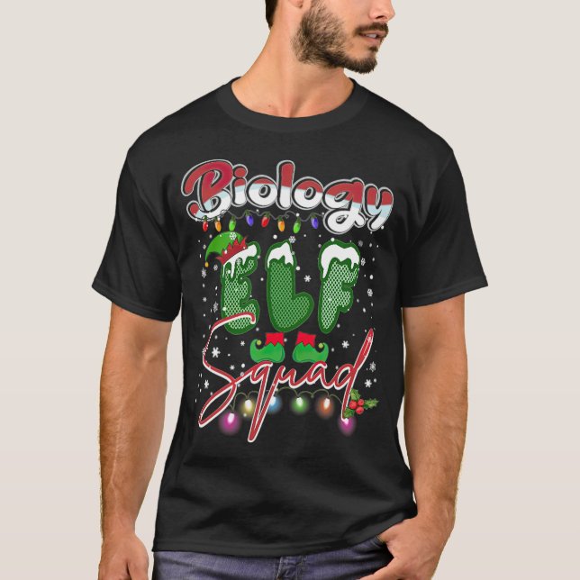 Camiseta Biologia Elf Squad Ugly Sweater Tripulação de Nata (Frente)