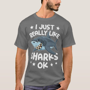 Camiseta Biologia Marinha, Eu Gosto Muito De Tubarões.