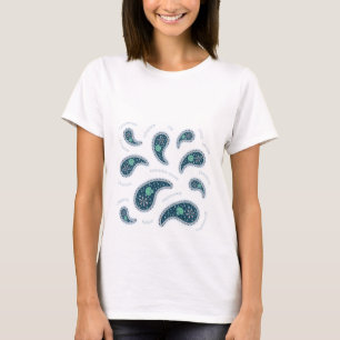 Camiseta Biologia Protozoária Paramecia Paisley Ciência Luz