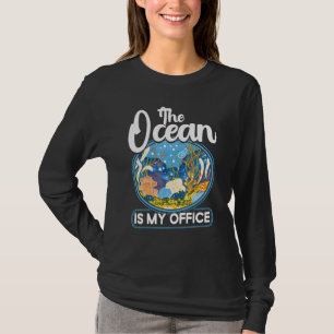 Camiseta Biólogo Marinho O Oceano É Meu Escritório Ciência