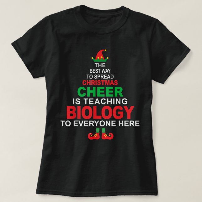 Camiseta Biology Teacher Christmas - Elf Christmas Cheer (Frente do Design)
