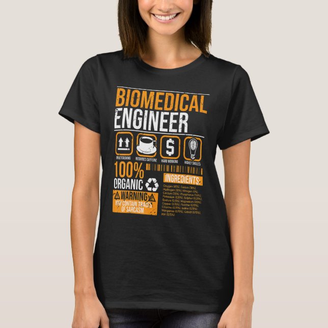 Camiseta Biomedical Engineer Facts Label Biomedical Enginee (Frente)
