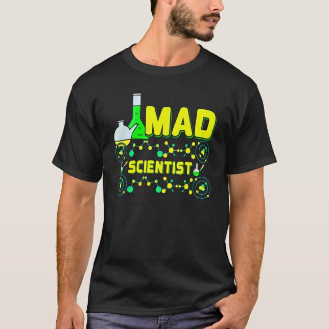 Camiseta Bioquímica do Geek do Laboratório Mad Scientist (Frente)