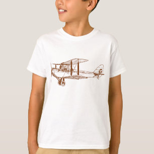 Camiseta Biplano do vintage - noz Brown