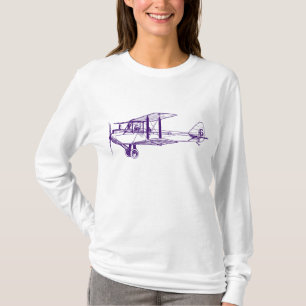Camiseta Biplano do vintage - profundamente - roxo
