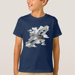 Camiseta Biplano e nuvens