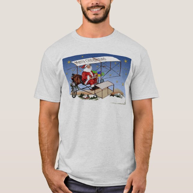 Camiseta Biplano legal Papai Noel do vintage (Frente)