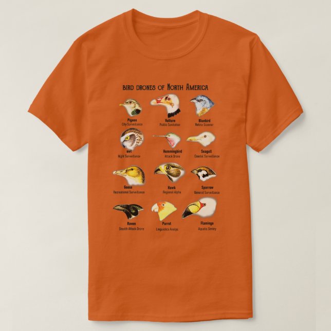 Camiseta bird drones of North America Cute Bird Lovers  (Frente do Design)