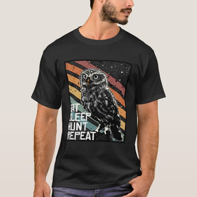 Camiseta Bird Of Prey Raptor Eat Sleep Hunt Repeat Burrowin (Frente)