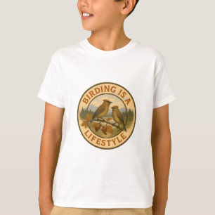 Camiseta Birding é um estilo de vida - Cedar Waxwings em Vi