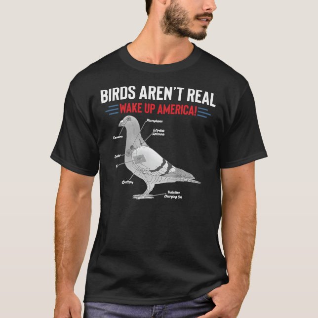Camiseta Birds Aren’t Real Wake Up America Classic T-Shirt (Frente)