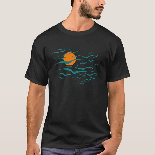 Camiseta Birds in The Sunset, Lovely Merch, Sunset View, Sk (Frente)