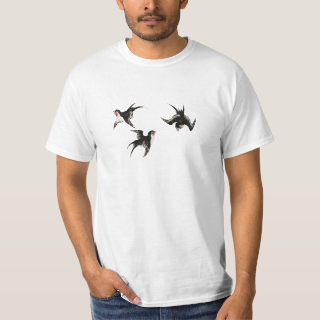Camiseta Birds - Katsushika Hokusai (Frente)