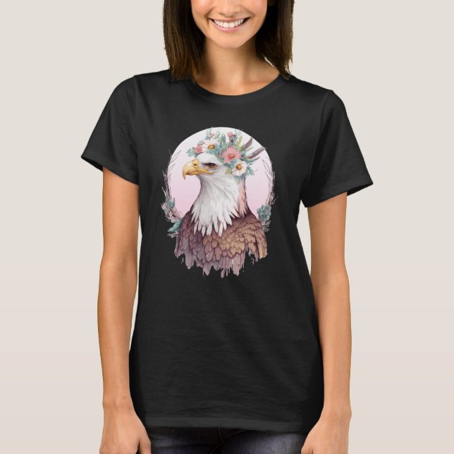Camiseta Birds Of Prey Bald Eagle Flower Crown Floral Birdi (Frente)