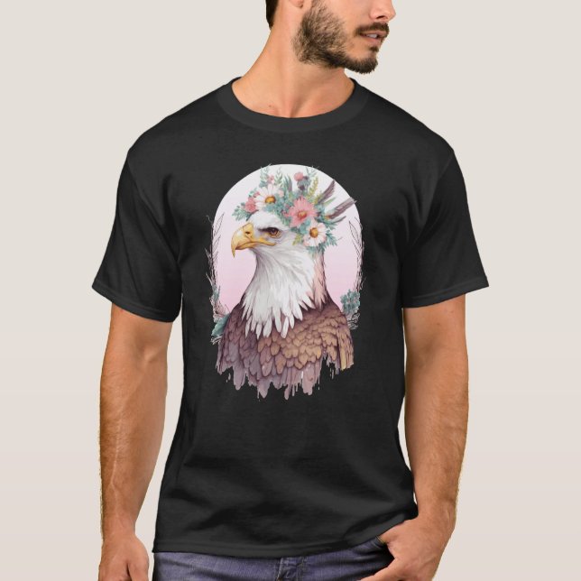 Camiseta Birds Of Prey Bald Eagle Flower Crown Floral Birdi (Frente)