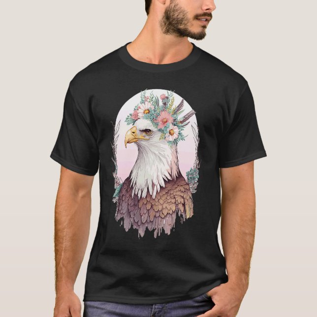 Camiseta Birds Of Prey Bald Eagle Flower Crown Floral Birdi (Frente)