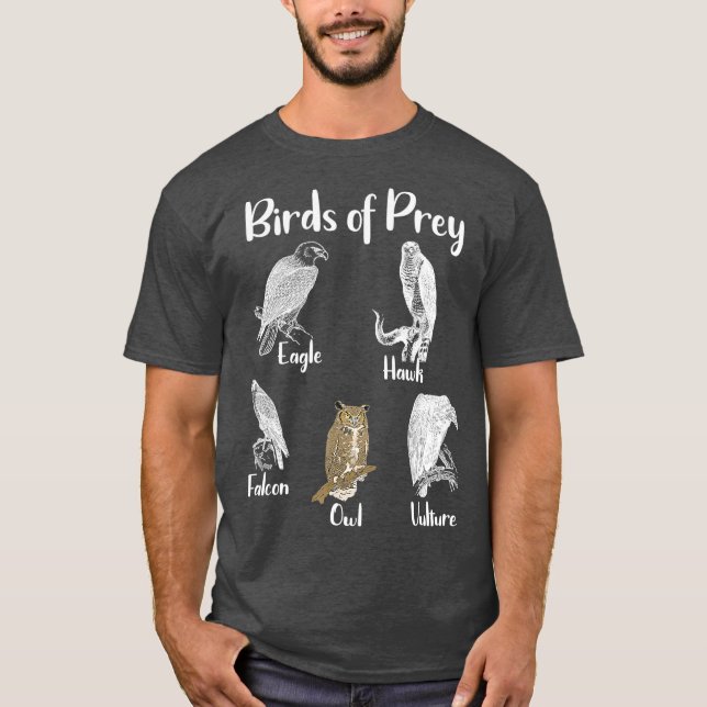 Camiseta Birds of Prey Eagle Hawk Falcon Owl Vulture (Frente)