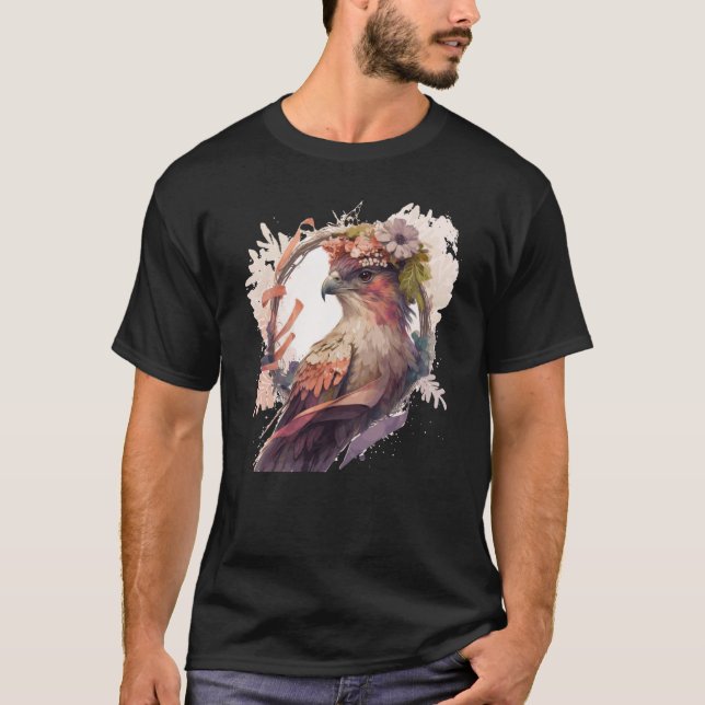Camiseta Birds Of Prey Kite Bird Flower Crown Floral (Frente)