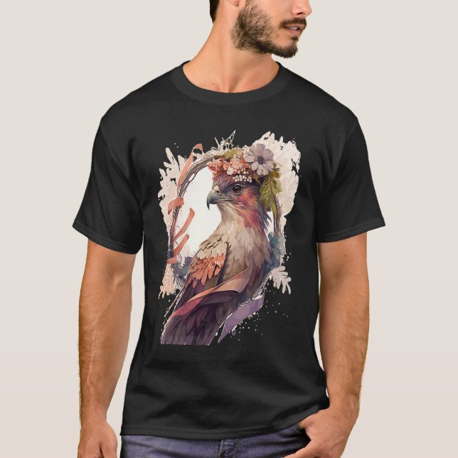 Camiseta Birds Of Prey Kite Bird Flower Crown Floral (Frente)