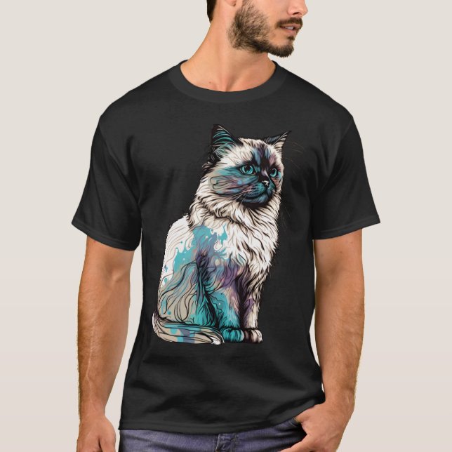 Camiseta Birman Cat Breed Colorful Mom Lady (Frente)