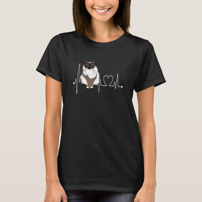 Camiseta Birman Cat Heartbeat EKG  Cat Kitten  Design (Frente)