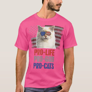 Camiseta Birman Cat Pro Life Pro God Pro Cats American Flag